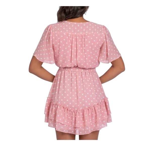 🌺B. DARLIN Pink Polka Dot Flirty Ruffle Dress Size  3/4🌺 - Picture 2 of 3